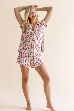 Women's Short Sleeve Pajama Set in Strawberry Fields