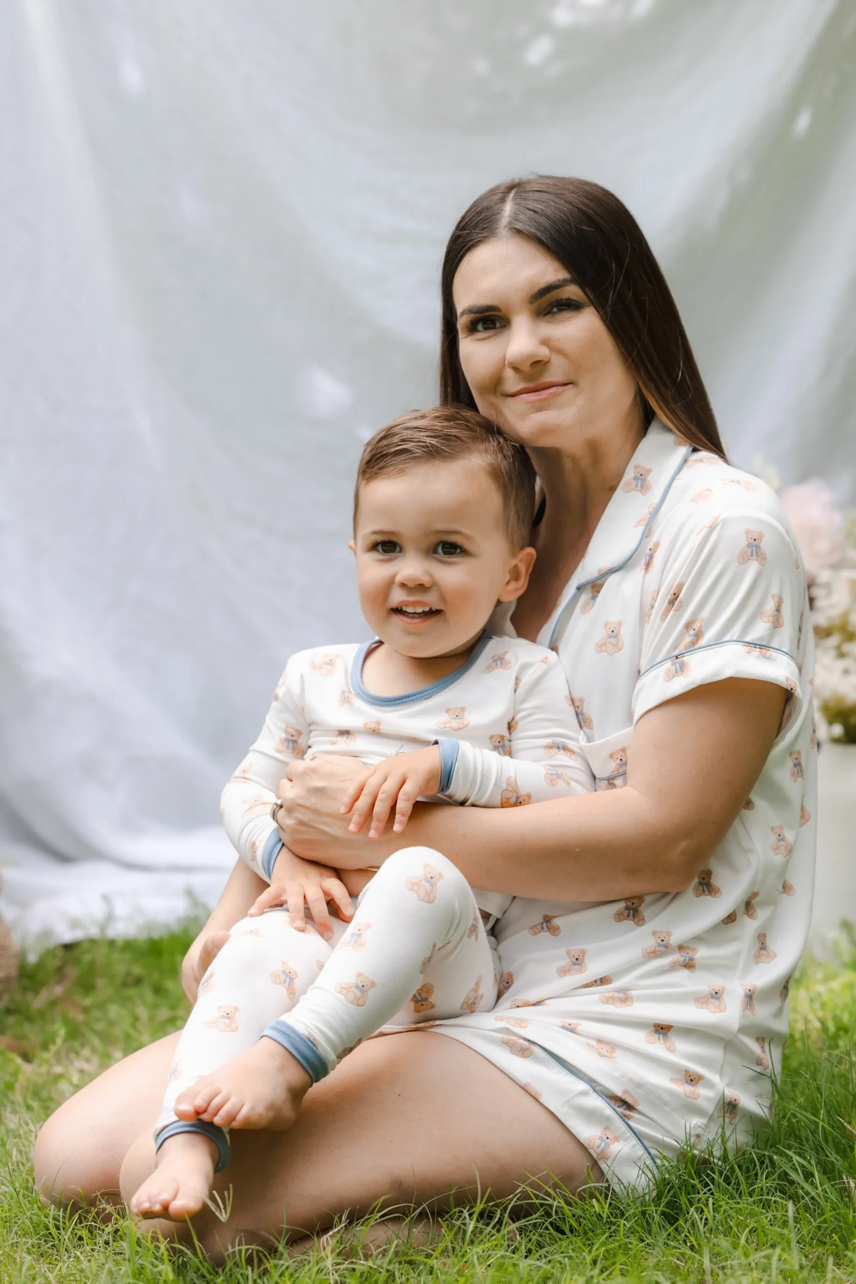 Women’s Short Sleeve Pajama Set in Teddy Bear