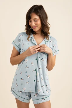 Women's Short Sleeve Pajama Set in Mallard Duck