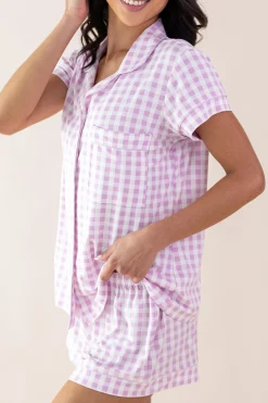 Women's Short Sleeve Pajama Set in Gingham Thistle