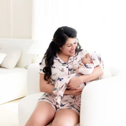 Women’s Short Sleeve Pajama Set in Blush Butterfly