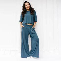 Women's Wide Leg Pant Set in Atlantic