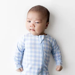 Zippered Footie in Gingham Breeze