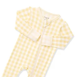 Zippered Footie in Gingham Chamomile