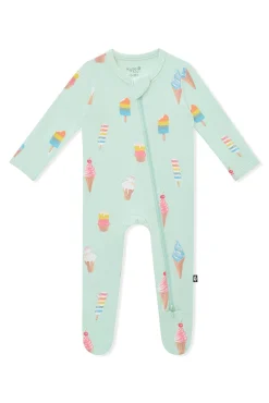 Zippered Footie in Mint Ice Cream