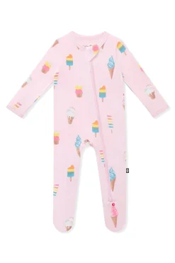 Zippered Footie in Sakura Ice Cream