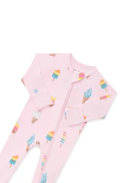 Zippered Footie in Sakura Ice Cream