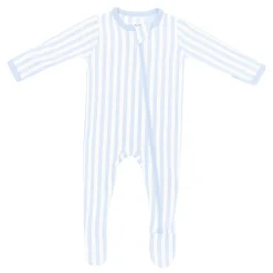 Zippered Footie in Small Mist Stripe