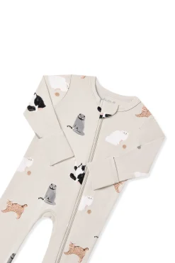 Zippered Romper in Fluffy Cat