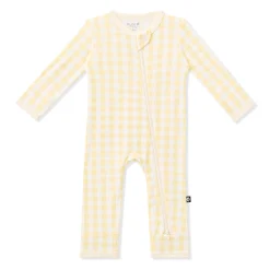 Zippered Romper in Gingham Chamomile