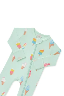Zippered Romper in Mint Ice Cream