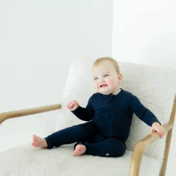 Zippered Romper in Navy