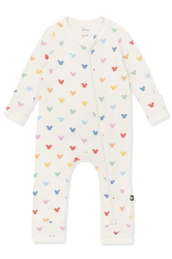 Zippered Romper in Pastel Mickey Mouse