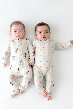 Zippered Romper in Pastel Mickey Mouse