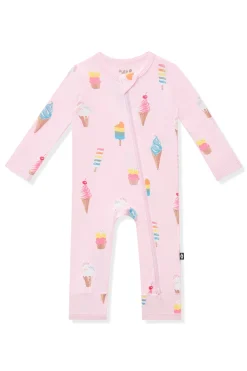 Zippered Romper in Sakura Ice Cream
