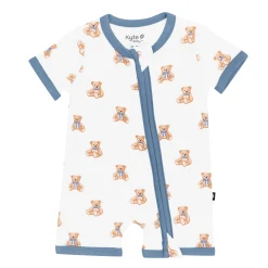 Zippered Shortall Romper in Teddy Bear