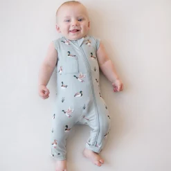 Zippered Sleeveless Romper in Mallard Duck