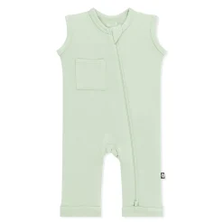 Zippered Sleeveless Romper in Basil