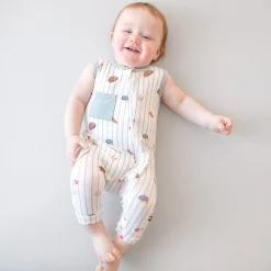 Zippered Sleeveless Romper in Home Run