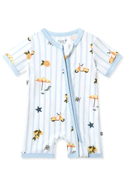 Zipper Shortall Romper in Amalfi Coast