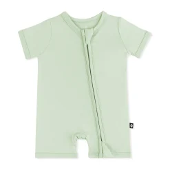 Zipper Shortall Romper in Basil