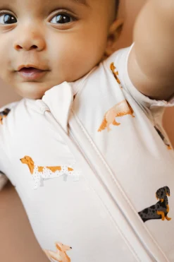 Zipper Shortall Romper in Dachshund