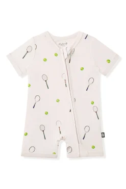 Zipper Shortall Romper in Tennis
